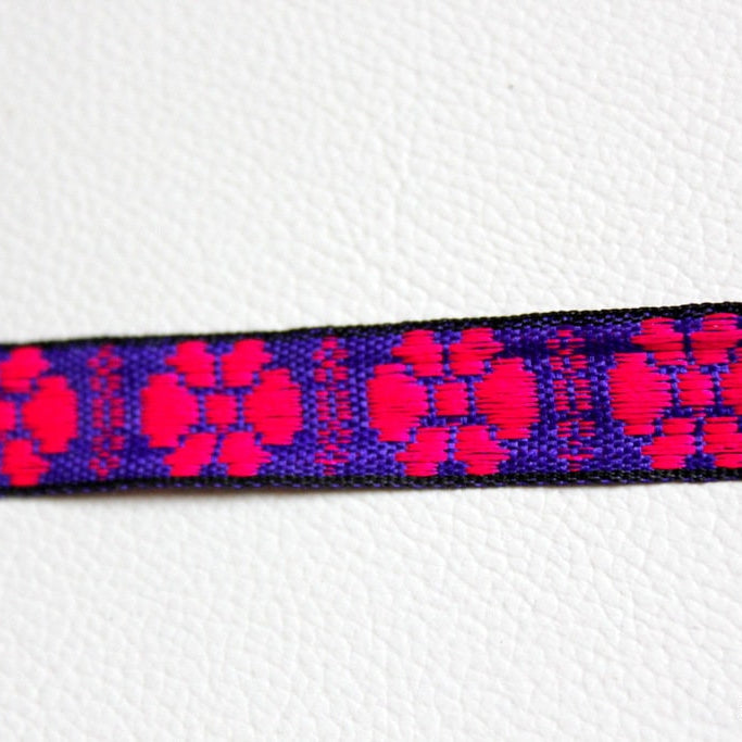Wholesale Blue Fabric Trim With Fuchsia Pink Floral Embroidery Thread Lace Trim, 15mm wide - 140316L65