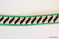 Thumbnail for Beige And Brown Thread Lace Trim,Red/ Green Piping Trim, Approx. 22mm wide - 140316L147 / 48