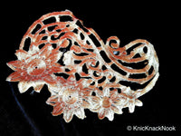 Thumbnail for Antique Gold / Bronze Tone Crochet Thread Fabric Applique, Flower Applique - 200317A84