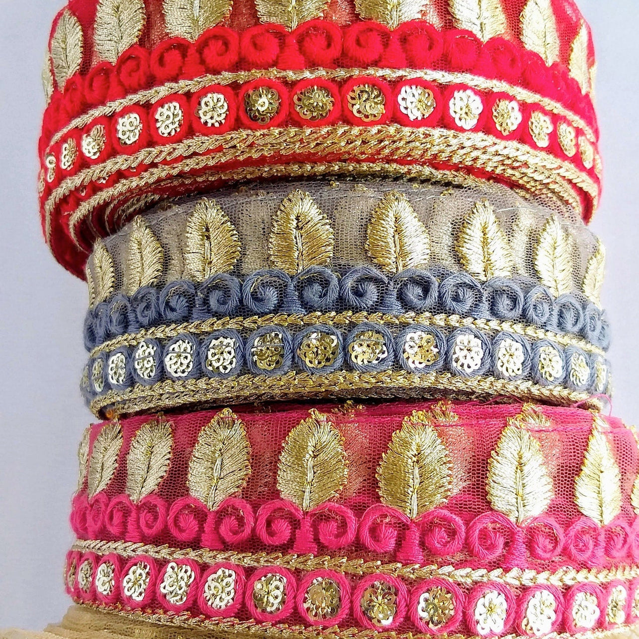 Tan Brown Nude Net Lace Trim With Beautiful Brown And Gold Embroidery and Gold Sequins, Decorative Trim Costume Fashion Trim, Trim By Yard