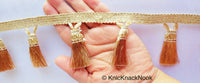 Thumbnail for Copper Brown / Silver Grey / Golden Brown And Beige Shimmer Thread Fringe Trim Tassels One Yard Trim, Approx. 60mm Wide - 210119L285/86/87