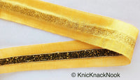 Thumbnail for Gold Beige Fabric Trim With Antique Gold and Antique Bronze Beads Embellishments, Beaded Trim, Approx. 38mm