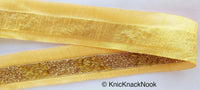 Thumbnail for Beige Fabric Trim With Gold Seed Beads, Bugle Beads And Pipe Beads Embellishments, Beaded Trim