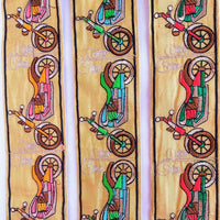 Thumbnail for Beige Fabric trim with Embroidered Motorbikes - Brown, Red, Light Gold & Green