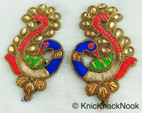 Thumbnail for Cutwork Peacock Applique, Embroidered Peacock Applique with Bead Embellishments Blue, Green