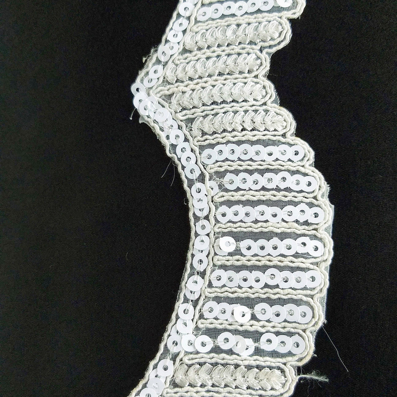 Black / White Embroidery Cut Work With Sequins Lace Trim Approx. 60mm Wide - 210119L498 / 99