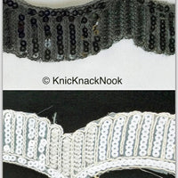 Thumbnail for Black / White Embroidery Cut Work With Sequins Lace Trim Approx. 60mm Wide - 210119L498 / 99