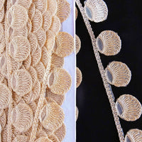 Thumbnail for Gold Shimmer Thread Embroidered Circle Design Thread Trim, Fringe Trim, Approx. 34mm wide