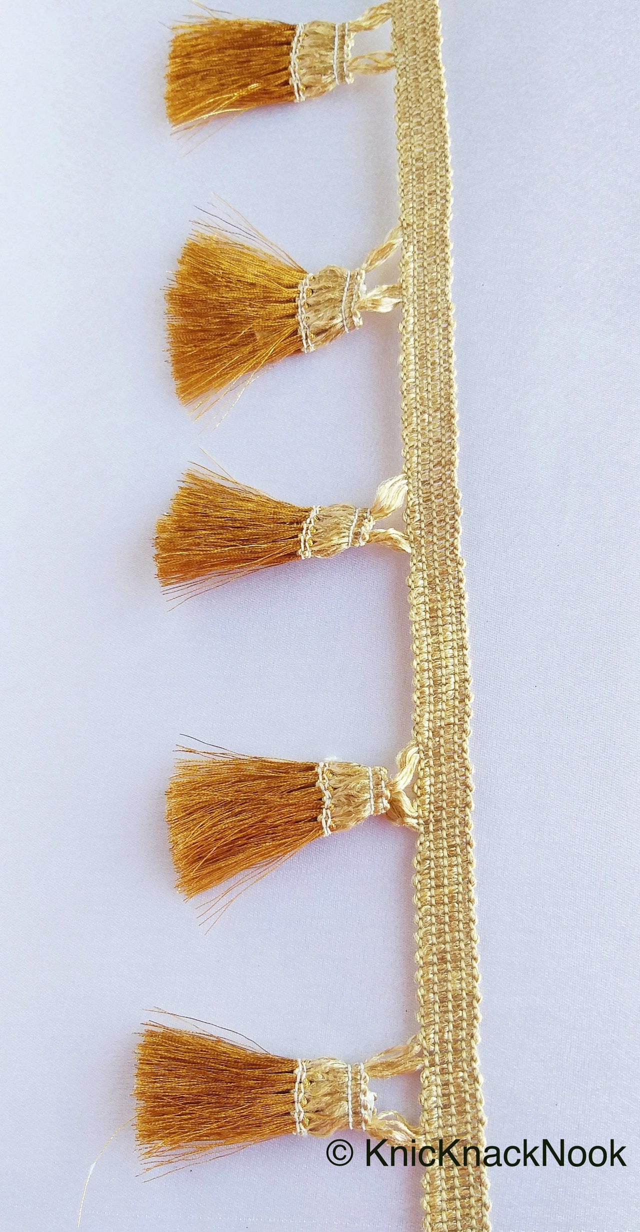 Copper Brown / Silver Grey / Golden Brown And Beige Shimmer Thread Fringe Trim Tassels One Yard Trim, Approx. 60mm Wide - 210119L285/86/87