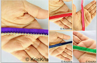 Thumbnail for Satin Lace Trim Ribbon With Silver Gold Bead Piping, 13 Variations, Approx. 11 mm wide