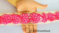 Thumbnail for Beige Net Lace Trim With Blue / Black And Grey / Pink Floral Embroidery, Floral Trim, Approx. 45mm wide - 210119L508 / 09/ 10