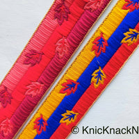 Thumbnail for Red, Blue And Yellow Embroidered Trim, Leaf Embroidery Trim