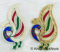 Thumbnail for Cutwork Peacock Applique, Embroidered Peacock Applique with Stone Embellishments Red, Blue