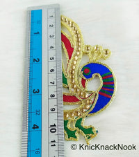 Thumbnail for Cutwork Peacock Applique, Embroidered Peacock Applique with Stone Embellishments Red, Blue