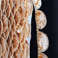 Thumbnail for Gold Scallop Trim Embroidered With Beaded Gold Sequins, Approx. 35mm Wide - 210119L451