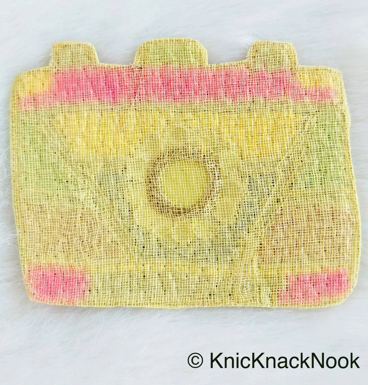 Camera Shape Beaded Applique In Pink, Yellow, Blue