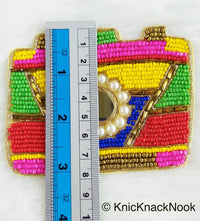 Thumbnail for Camera Shape Beaded Applique In Pink, Yellow, Blue