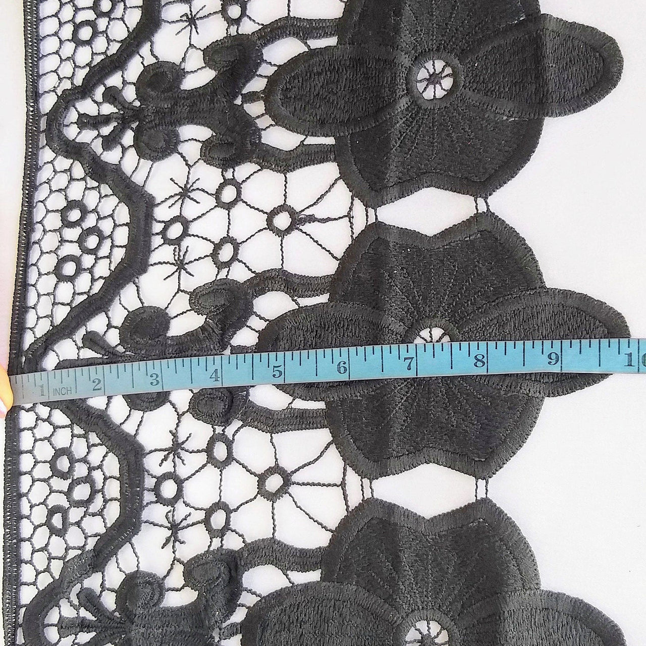 Black Floral Embroidery Crochet (Cotton) One Yard Lace Trims, Indian Laces, Indian Trims