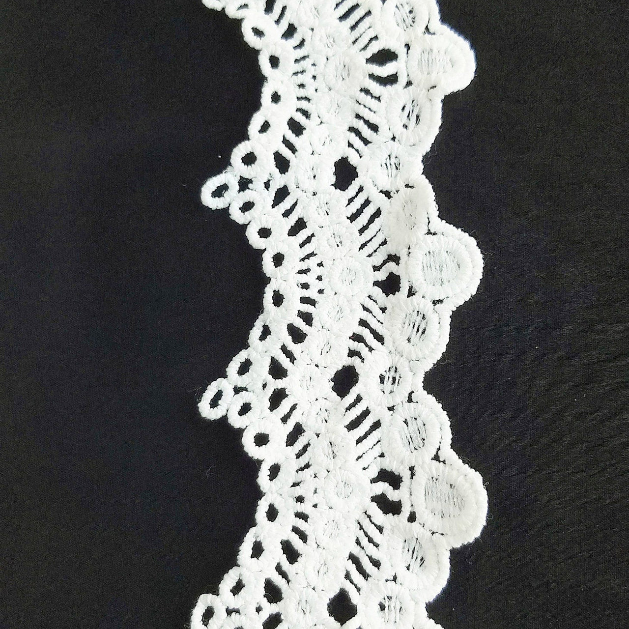 Off White Scallop Trim, Embroidered Cotton Lace Trim, Crochet Lace