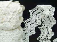 Thumbnail for Off White Scallop Trim, Embroidered Cotton Lace Trim, Crochet Lace