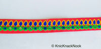 Thumbnail for Mirrored Fabric Trim In Beige And Brown / Black and Orange / Beige And Red / Red And Blue, Approx. 30mm Wide - 210119L390/91/92/93