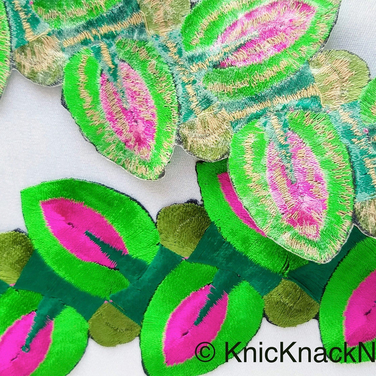 Yellow / Blue / Red / Green Embroidered Leaves Vine Trim Lace, Approx. 60mm Wide