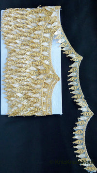 Thumbnail for Red / Off White / Pink And Gold One Yard Scallop Lace Trim 28mm Wide