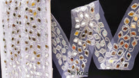 Thumbnail for White Net Fabric Lace Trim With Silver Embroidery And Mirror Embellishments, Wedding Trims, Indian - 210119L458