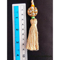 Thumbnail for Twine Brown Tassels With Kundan Stone, Embellished Wooden Button, Tassel Charms