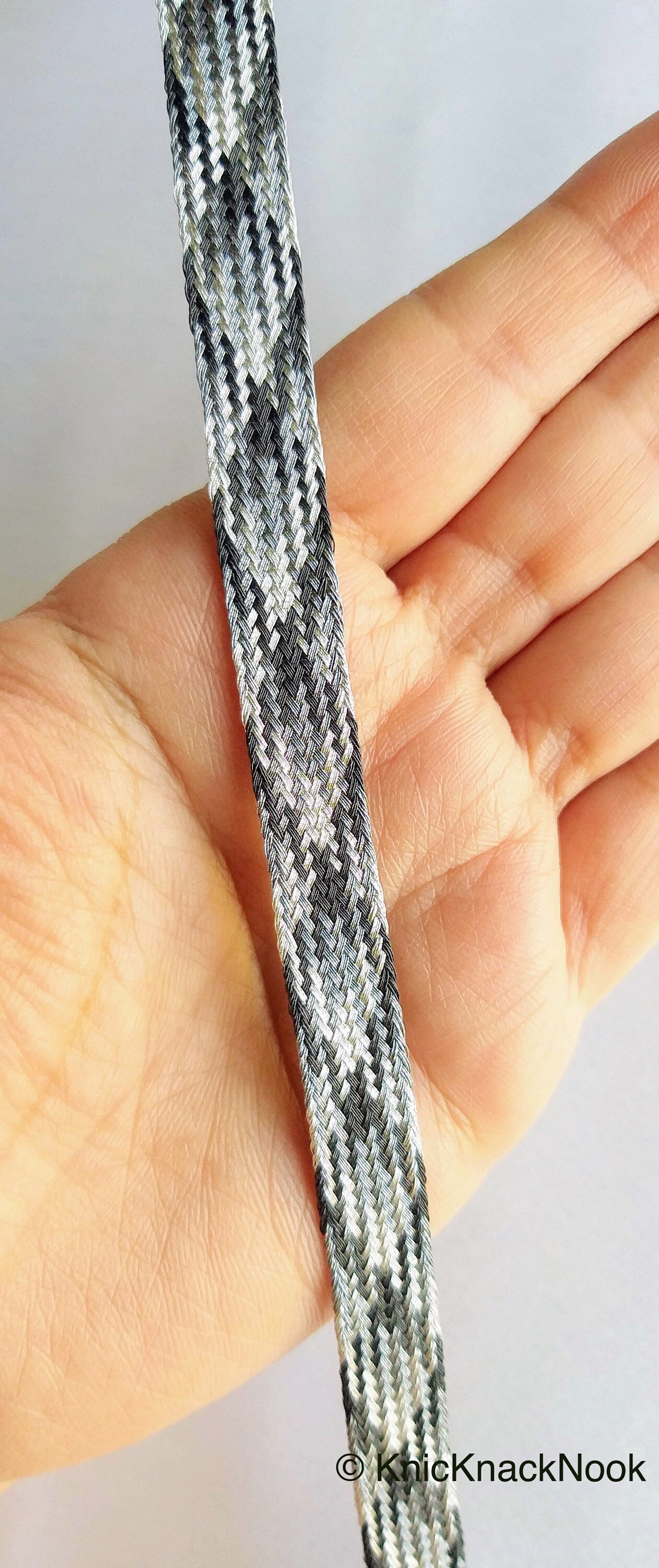 Pink / Silver / Light Pink And Grey Thread Lace Trim, Basket Weave, Friendship Bracelet