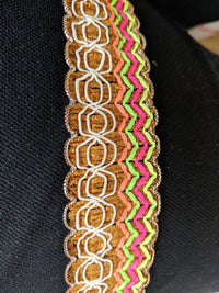 Thumbnail for Gimp Trim With Neon Embroidery, Thread Trim, Approx. 32 mm wide