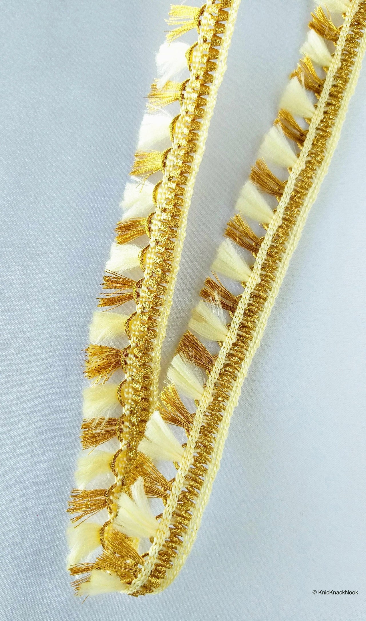 Wholesale Beige / Green / Fuchsia Pink And Gold Tassels Trim Lace, Fringe Trim, Bohemian Trim