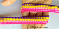 Thumbnail for Pink, Yellow And Purple Thread Lace Trim, Basket Weave