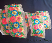 Thumbnail for Beige Net Lace Trim In Blue, Coral, Green