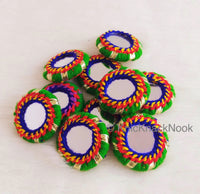 Thumbnail for Circle Shaped Mirrored Applique, Two sided Mirrors, Bohemian Applique