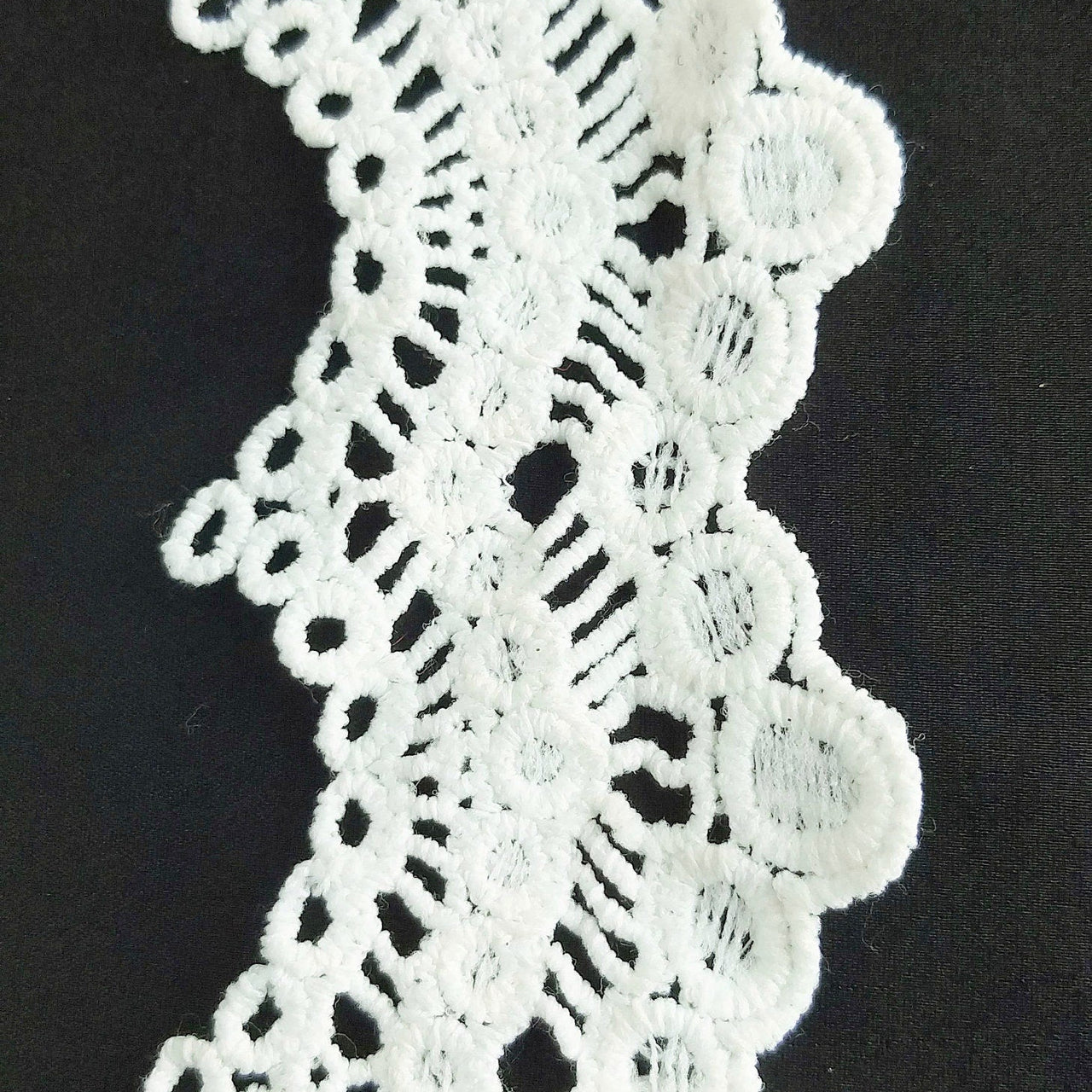 Off White Scallop Trim, Embroidered Cotton Lace Trim, Crochet Lace