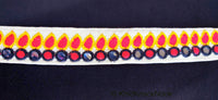 Thumbnail for Mirrored Fabric Trim In Beige And Brown / Black and Orange / Beige And Red / Red And Blue, Approx. 30mm Wide - 210119L390/91/92/93