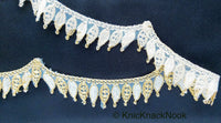 Thumbnail for Red / Off White / Pink And Gold One Yard Scallop Lace Trim 28mm Wide