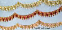 Thumbnail for Red / Off White / Pink And Gold One Yard Scallop Lace Trim 28mm Wide