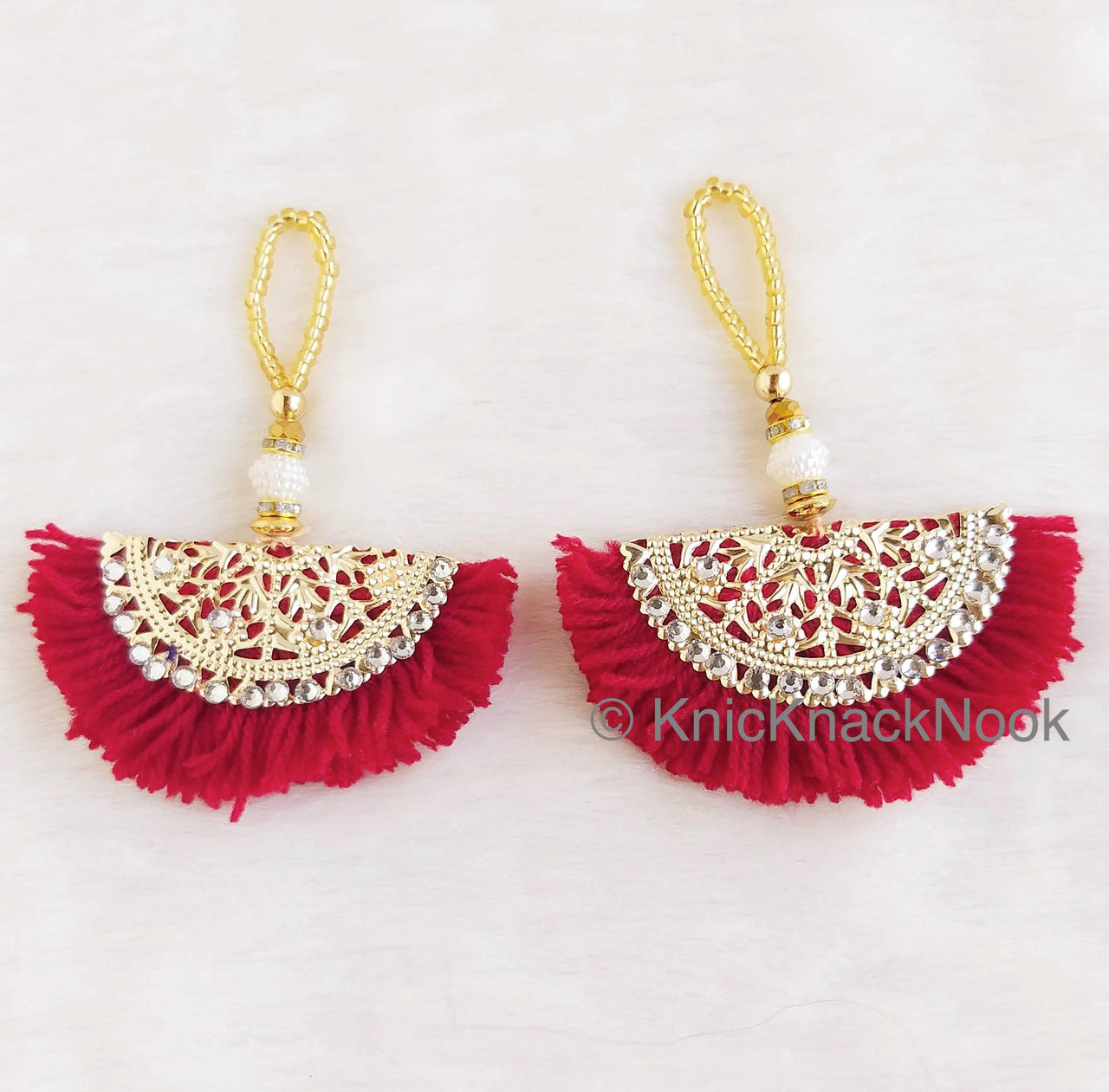 Fan Tassels With Silver and Gold Filigree Embellishments, Wool Tassels, Embellishments