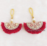 Thumbnail for Fan Tassels With Silver and Gold Filigree Embellishments, Wool Tassels, Embellishments