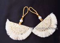 Thumbnail for Fan Tassels With Silver and Gold Filigree Embellishments, Wool Tassels, Embellishments