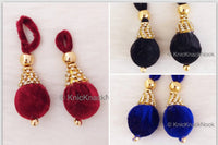 Thumbnail for Burgundy Red / Black / Royal Blue Tear Drop Velvet And Diamante Indian Embellishment, Wedding Tassels, Latkan
