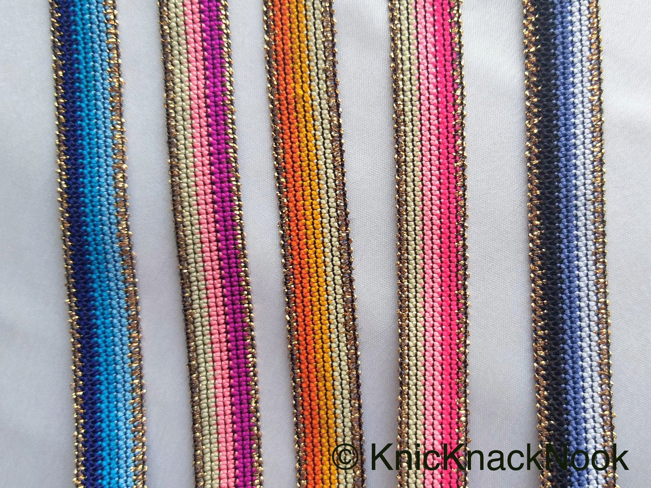Purple, Pink, White And Bronze Thread Lace Trim