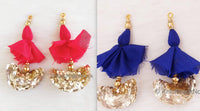 Thumbnail for Red / Blue Art Silk Latkan Embellished With Gold Sequins And Beads, Bridal Tassels, Decorative Tassels