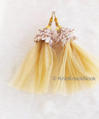 Thumbnail for Net Tassels Latkan With Gold Embellishments, Copper Trim Detail & Diamante, Indian Tassel