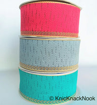 Thumbnail for Green And Antique Gold Fabric Trim Embroidery Lace Trim, Approx. 40mm Wide, Costume Trim