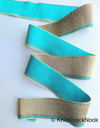 Thumbnail for Green And Antique Gold Fabric Trim Embroidery Lace Trim, Approx. 40mm Wide, Costume Trim