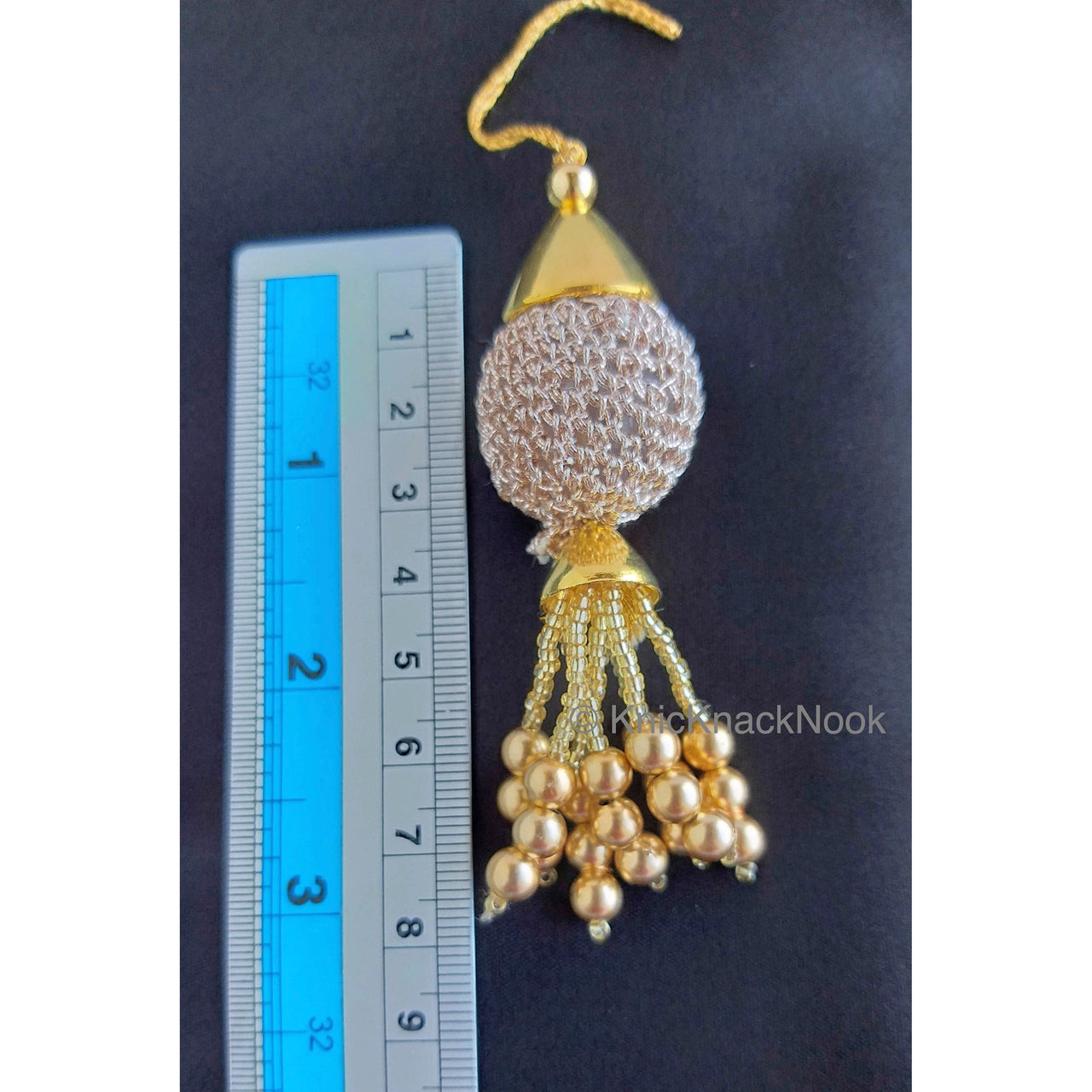 2 x Copper And Gold Tassels, Copper Crochet Ball Tassels, Bridal Tassels