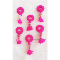 Thumbnail for Fuchsia Pink / Brown Threaded Ring Tassels, Zardosi Dangle Tassel, Indian Latkans